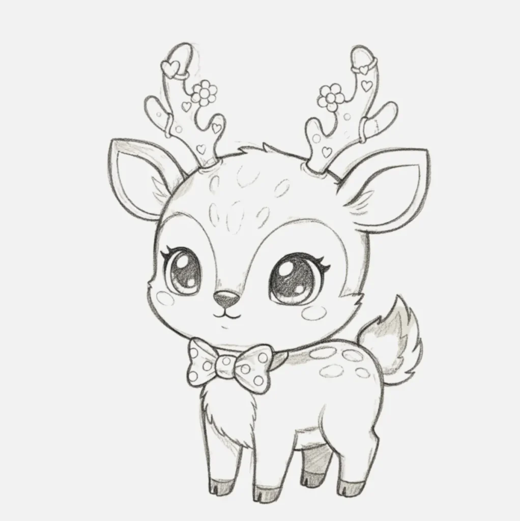 Ideas de Venado Dibujo Fácil y Bonito 12 Venado Estilo Kawaii