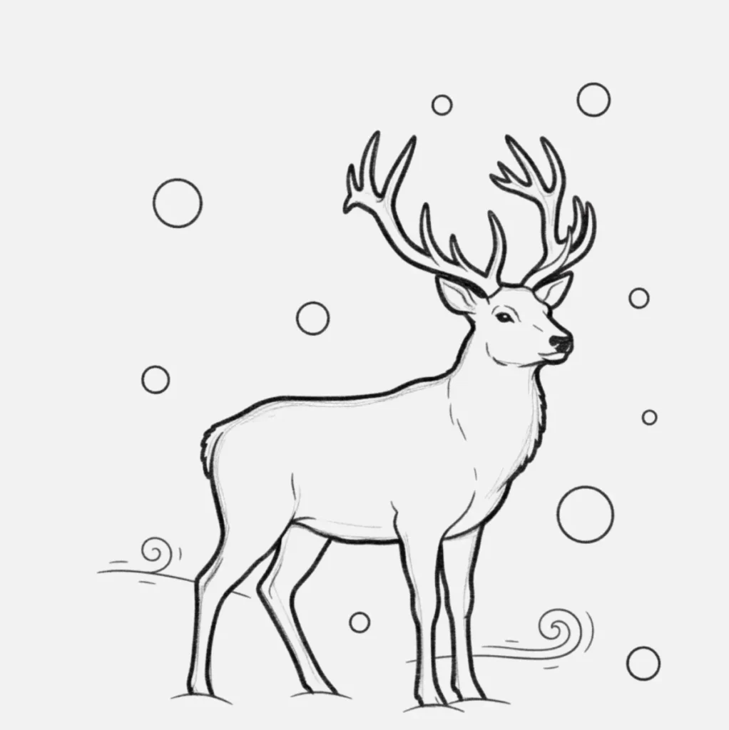 Ideas de Venado Dibujo Fácil y Bonito 15 Venado en Invierno con Nieve