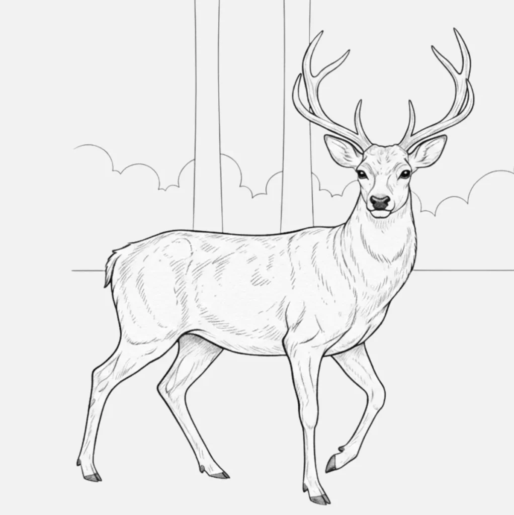 Ideas de Venado Dibujo Fácil y Bonito 4 Venado en el Bosque