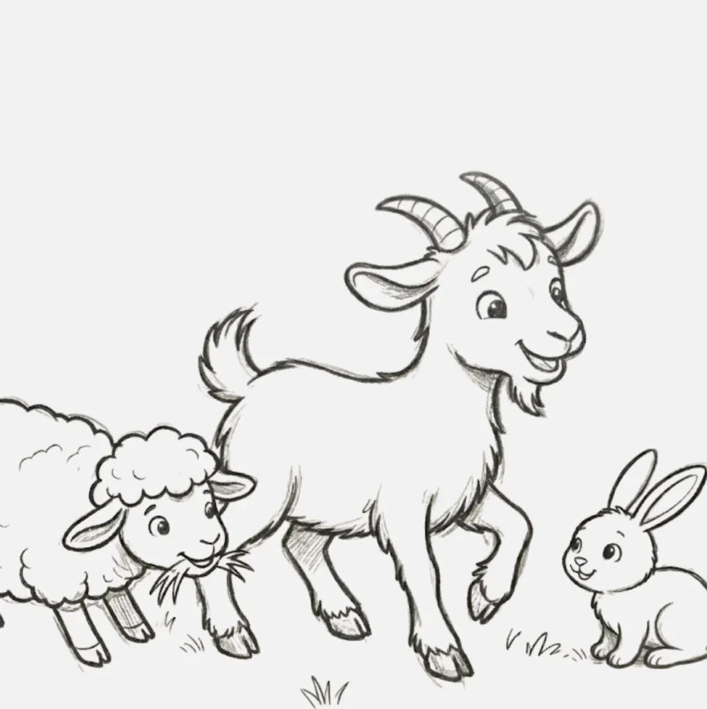 Cabra con amigos animales