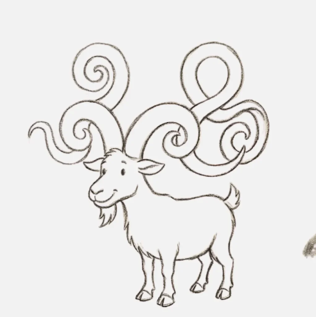 Cabra con cuernos rizados