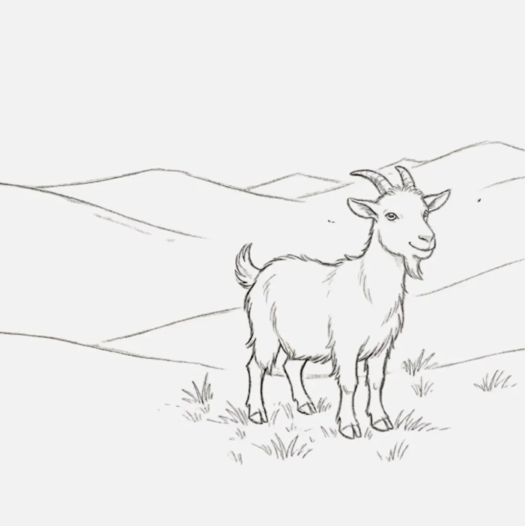 Cabra con un paisaje de fondo