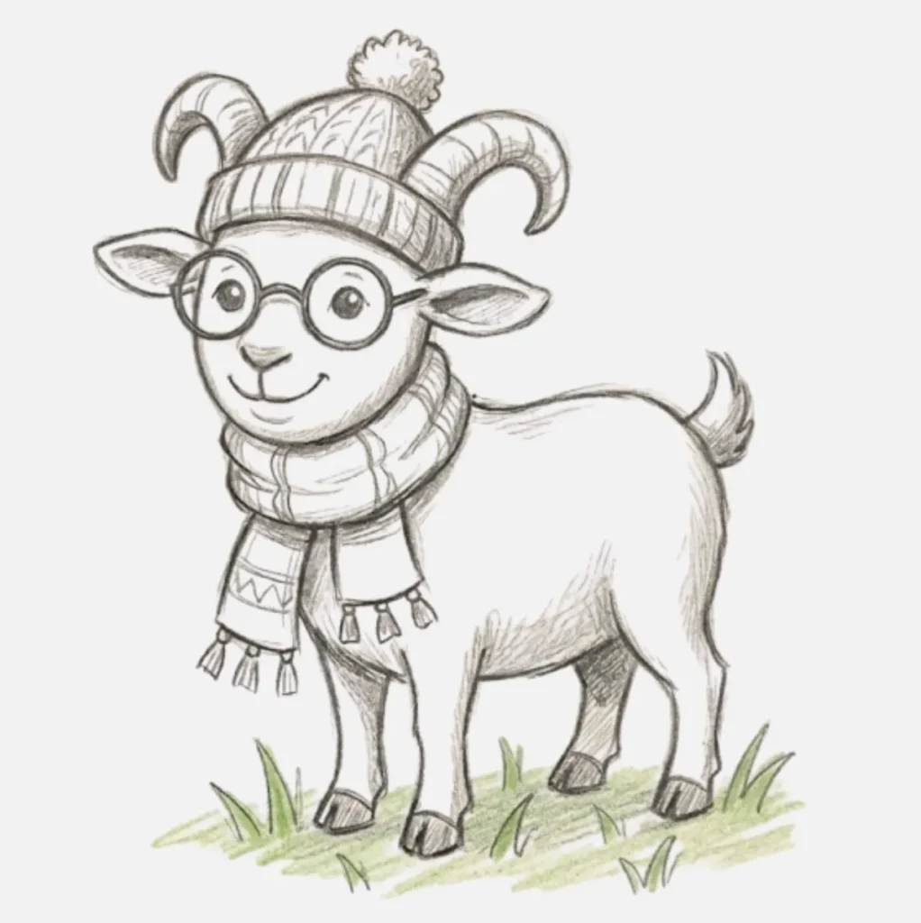 Cabra divertida con accesorios