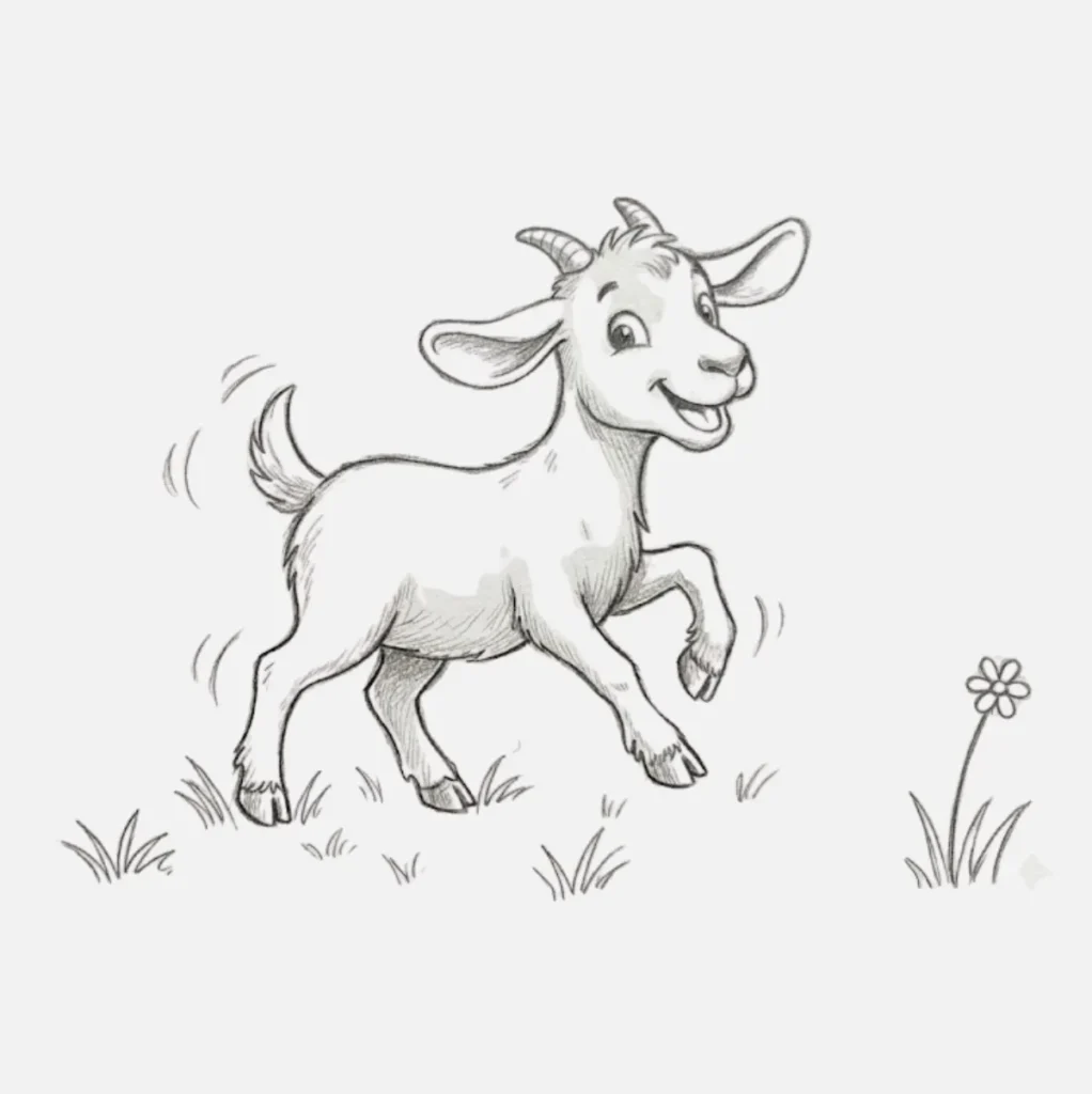 Cabra divertida con cola corta