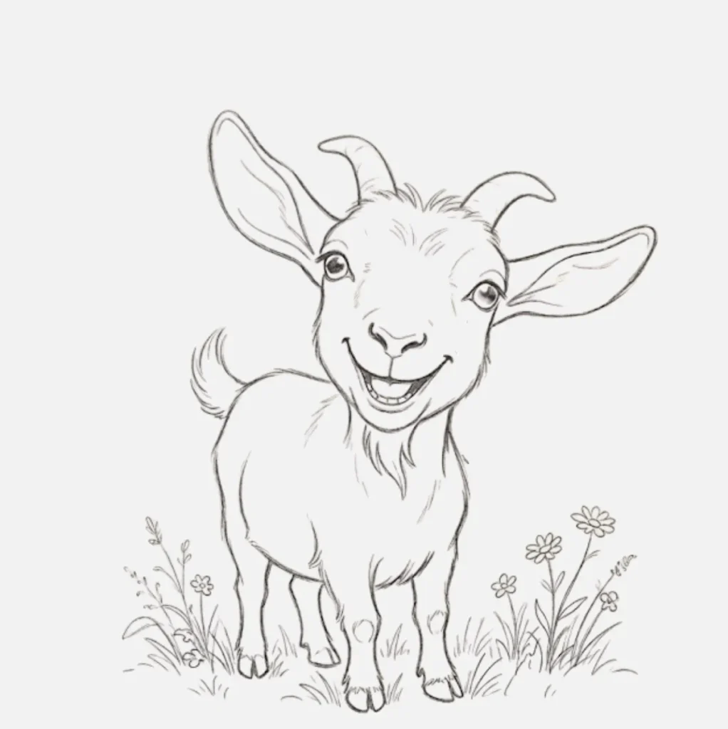 Dibuja una cabra sonriente