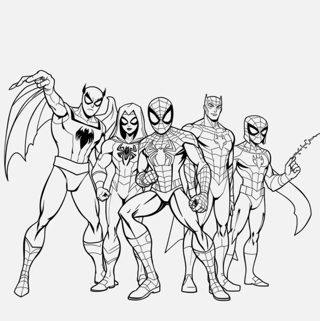 Spiderman Con Amigos Superhéroes