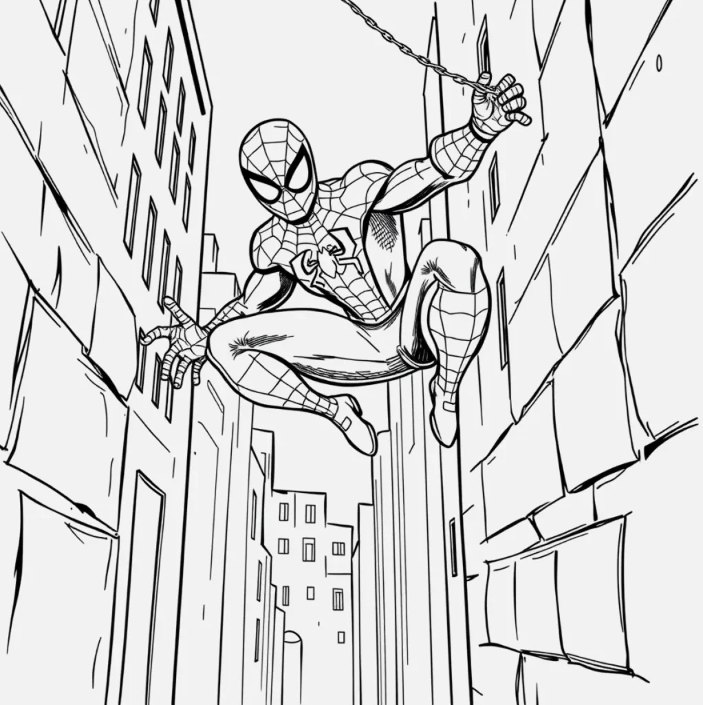 Spiderman Saltando entre Edificios
