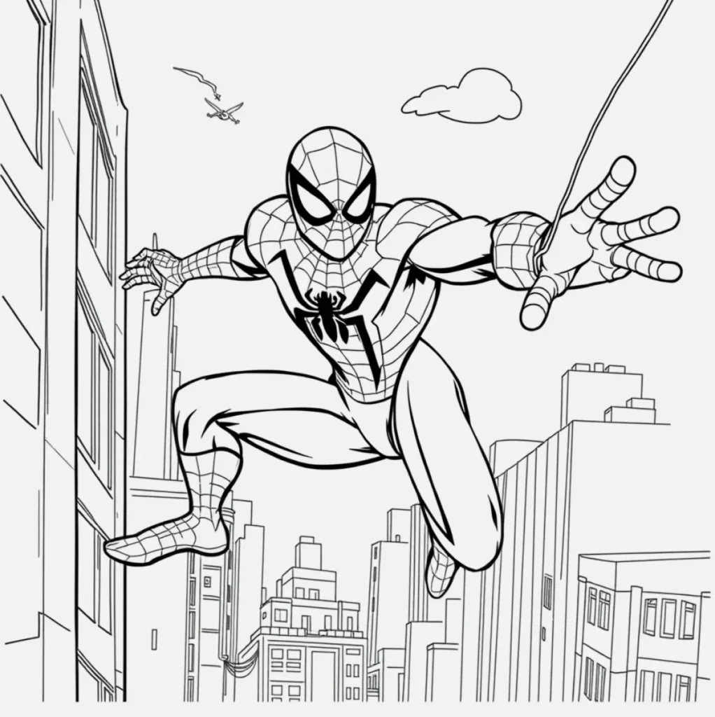 Spiderman Saltando y Sonriendo