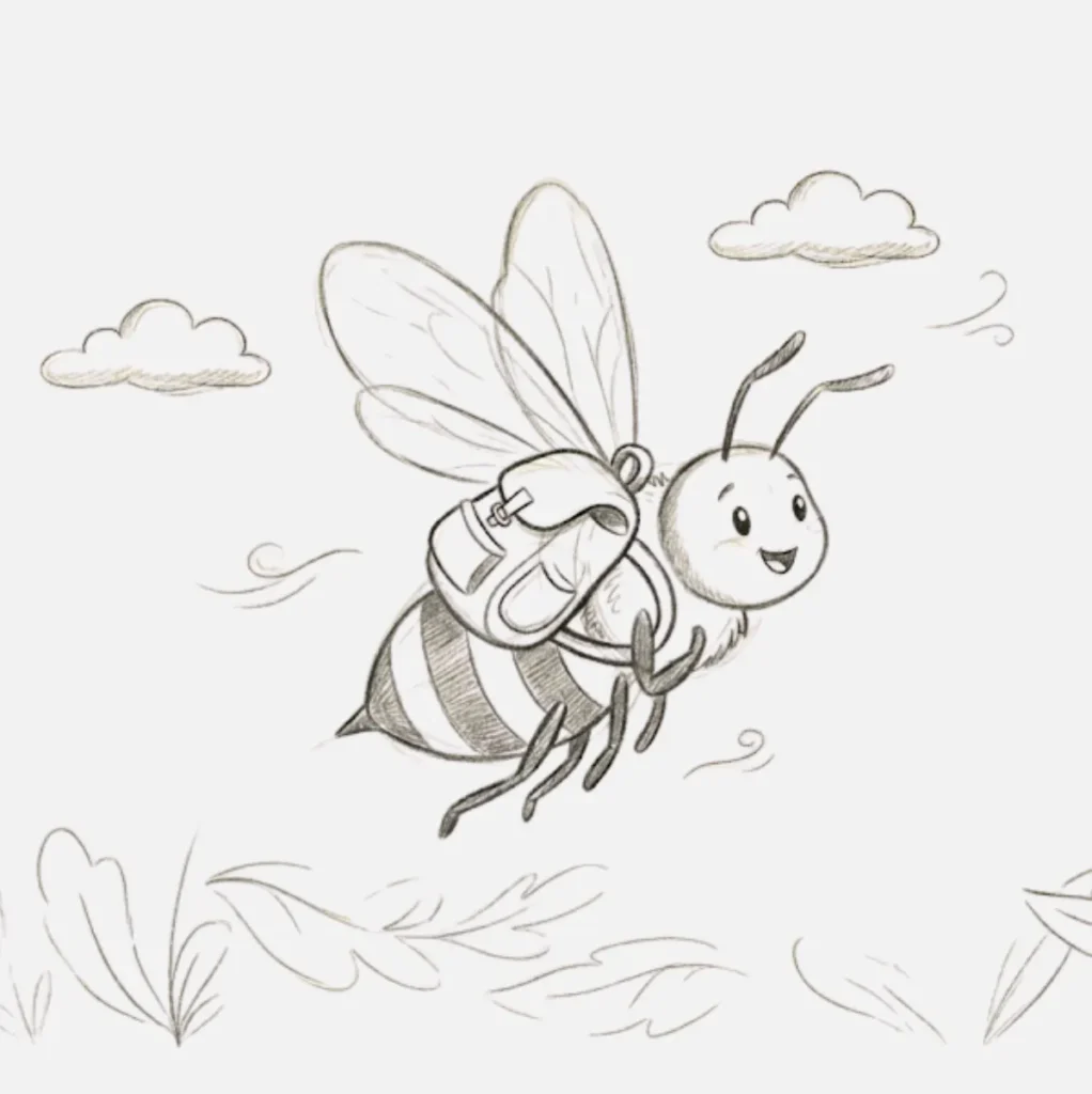 Abeja Dibujo Facil: 21+ Ideas Bonitas y Súper Simples 7 Abeja con mochila volando
