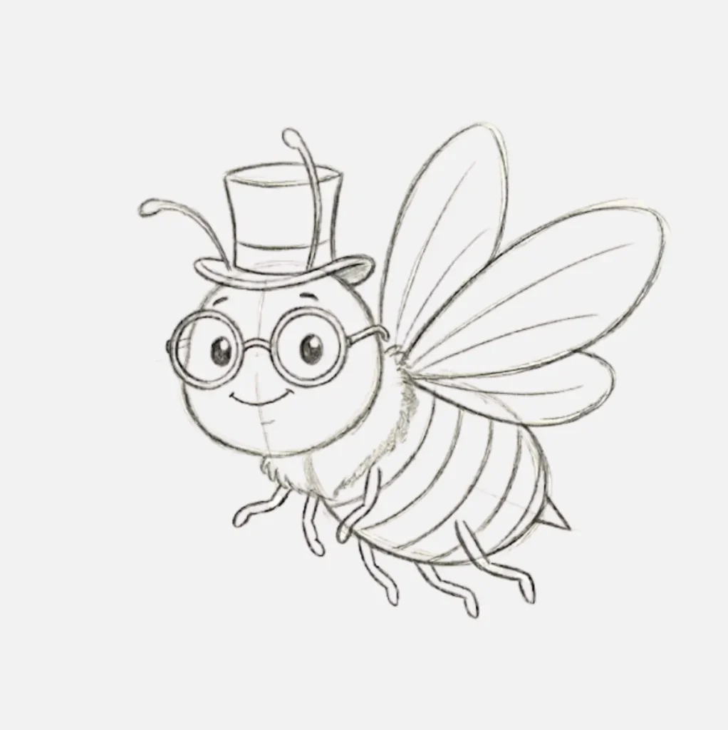 Abeja Dibujo Facil: 21+ Ideas Bonitas y Súper Simples 6 Abeja con sombrero y gafas