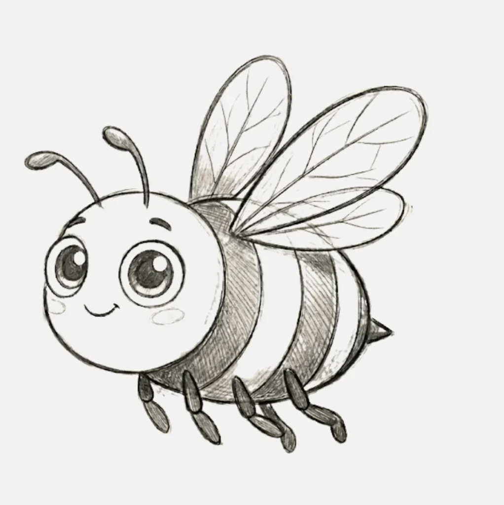 Abeja Dibujo Facil: 21+ Ideas Bonitas y Súper Simples 18 Abeja estilo caricatura con ojos grandes
