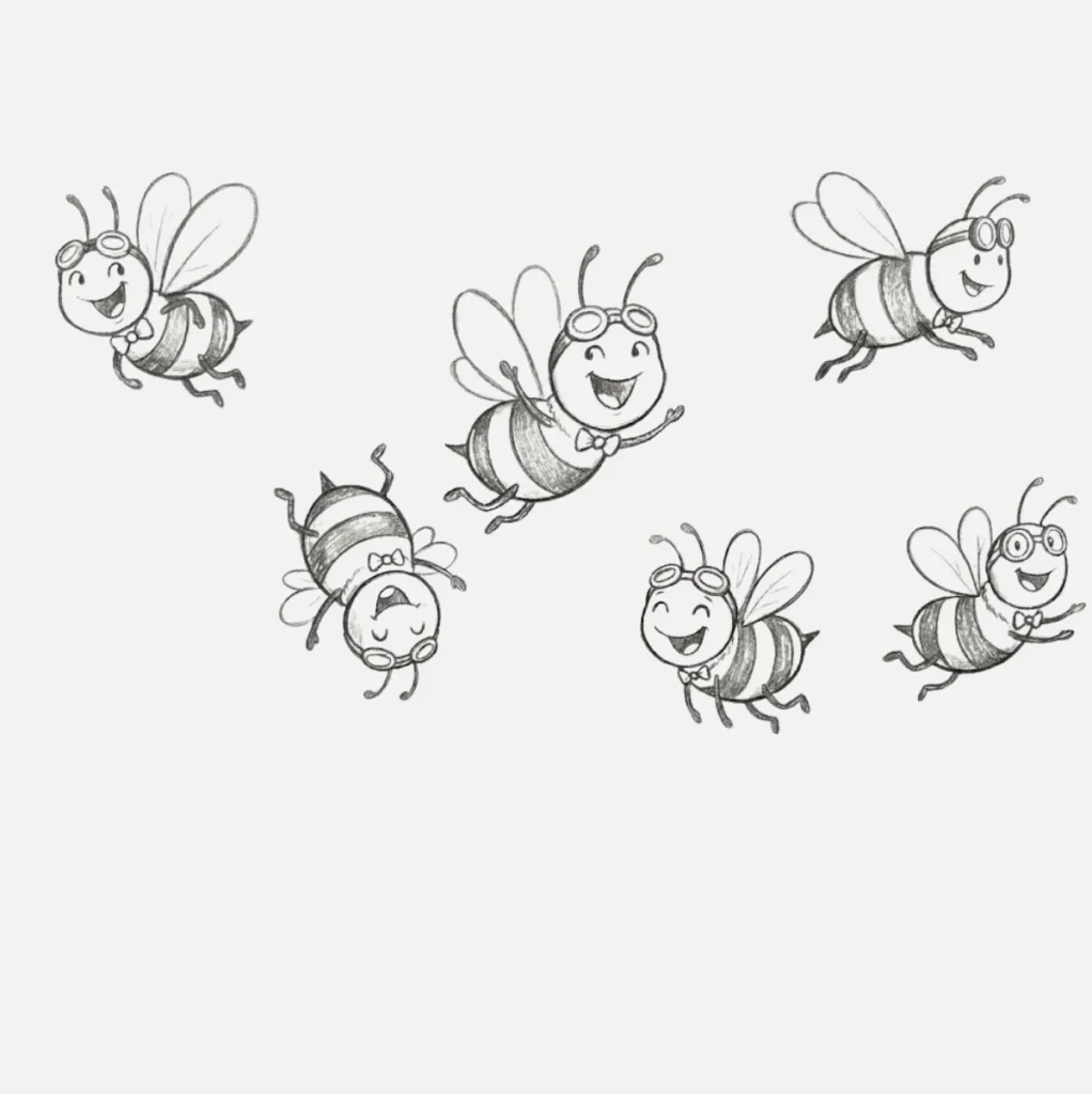 Abeja Dibujo Facil: 21+ Ideas Bonitas y Súper Simples 22 Abeja haciendo una coreografía divertida