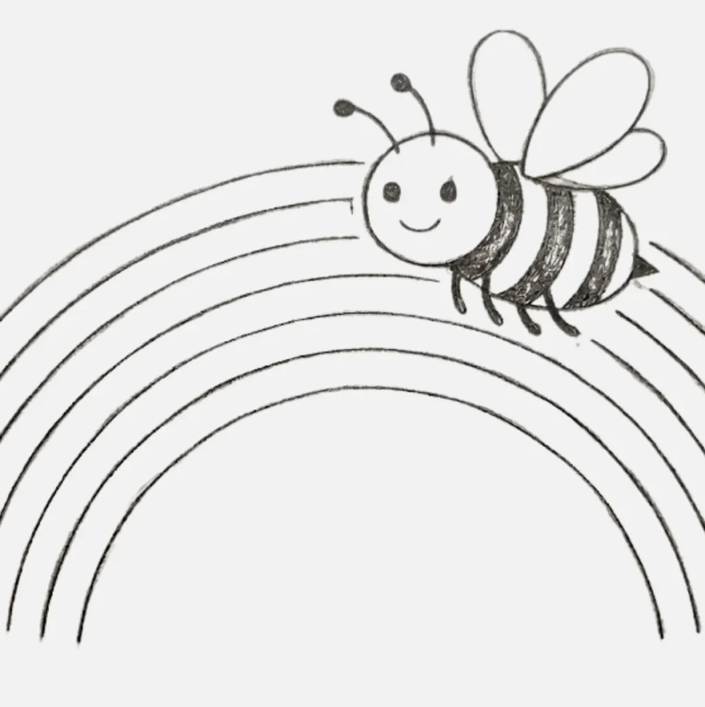 Abeja Dibujo Facil: 21+ Ideas Bonitas y Súper Simples 16 Abeja sobre un arcoíris