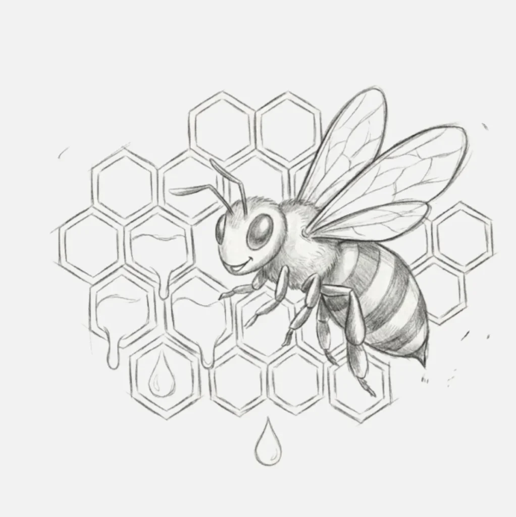 Abeja Dibujo Facil: 21+ Ideas Bonitas y Súper Simples 11 Abeja y su colmena gigante