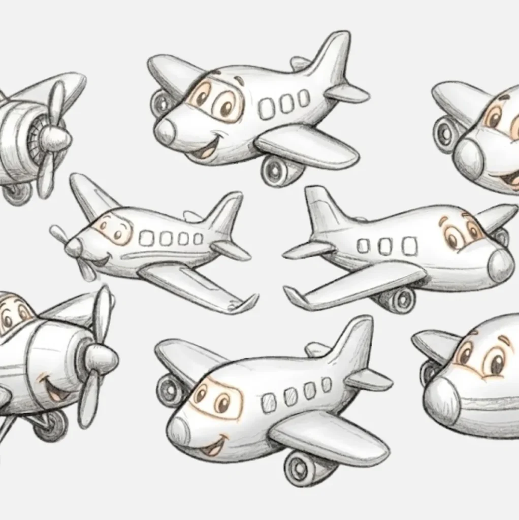 Animado Avion Dibujo con amigos aviones