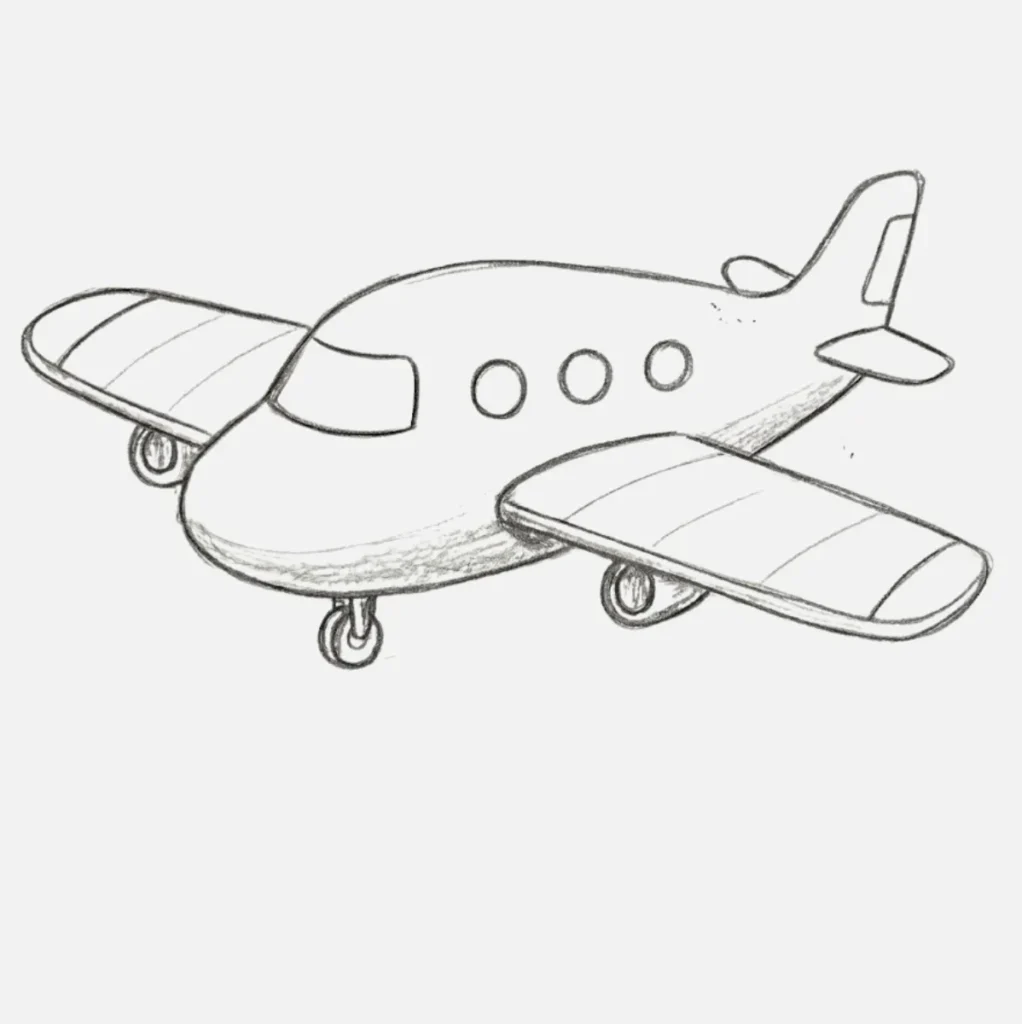 Avion Dibujo Facil con alas grandes