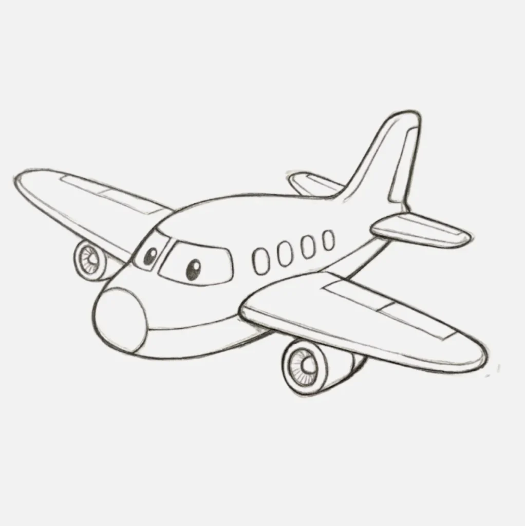 Avion Dibujo Facil con alas grandes