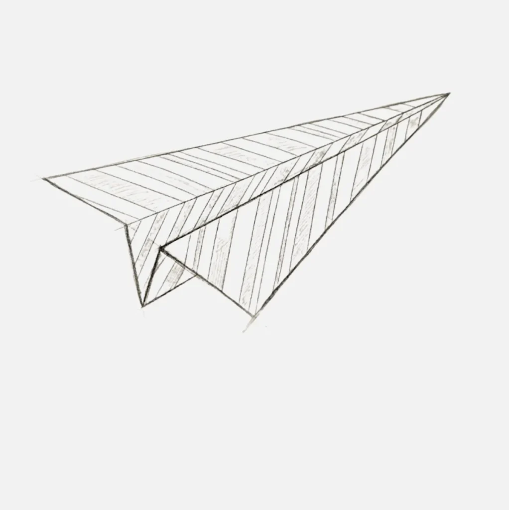 Avion de Papel Dibujo con patrón de rayas 