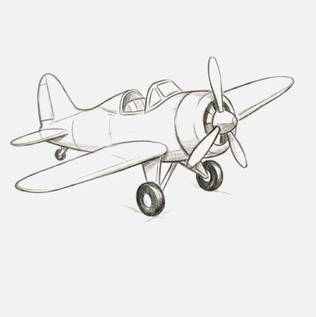 Avion de juguete dibujado a lápiz