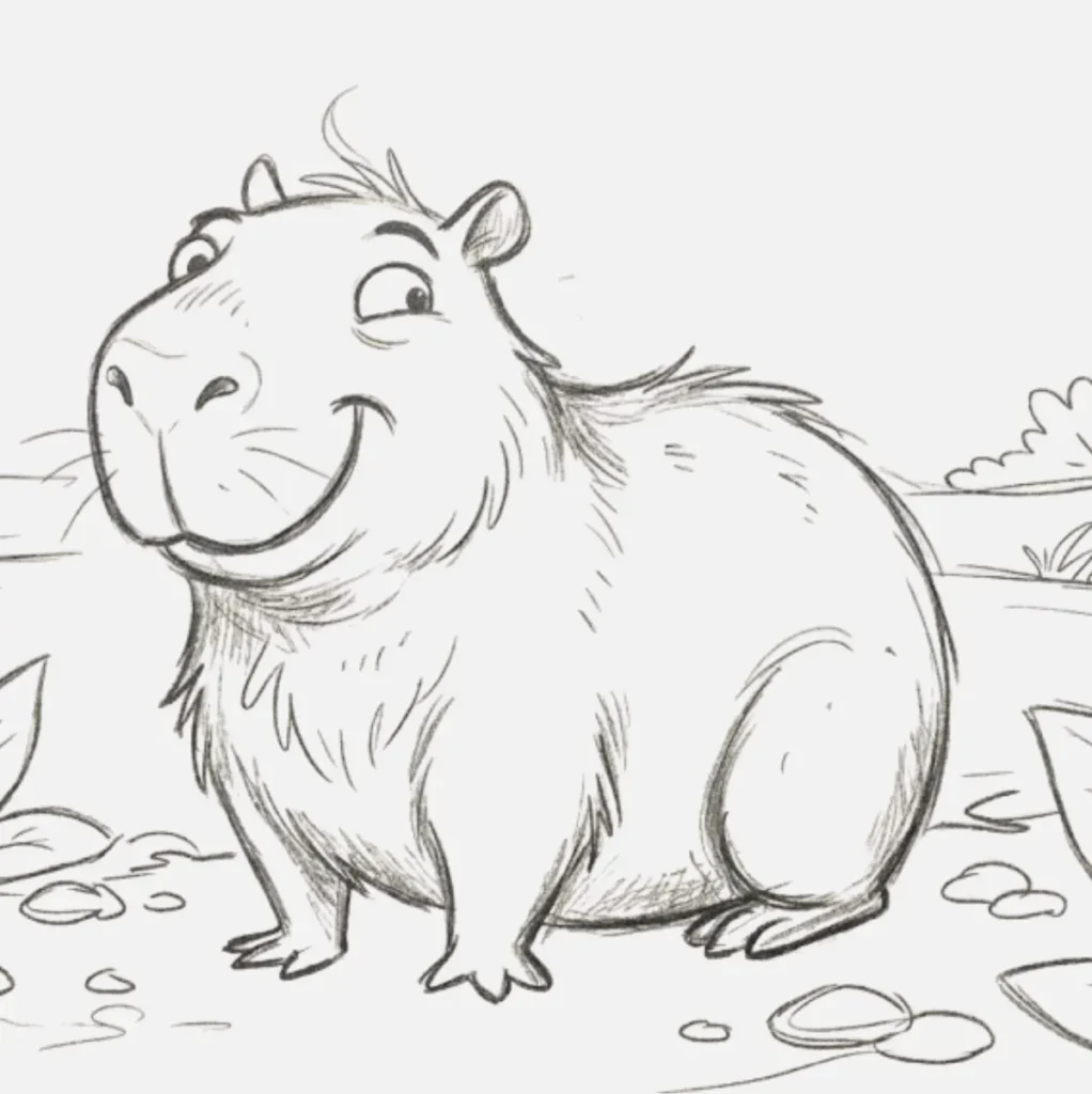 Dibujos de Capibara: Ideas Simples y Creativas para Todos 19 Capibara con expresión divertida