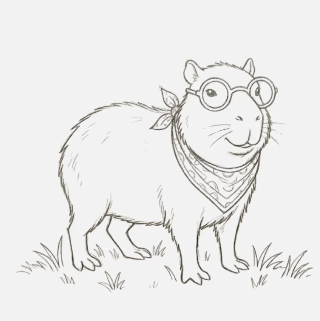 Dibujos de Capibara: Ideas Simples y Creativas para Todos 7 Capibara con gafas de sol