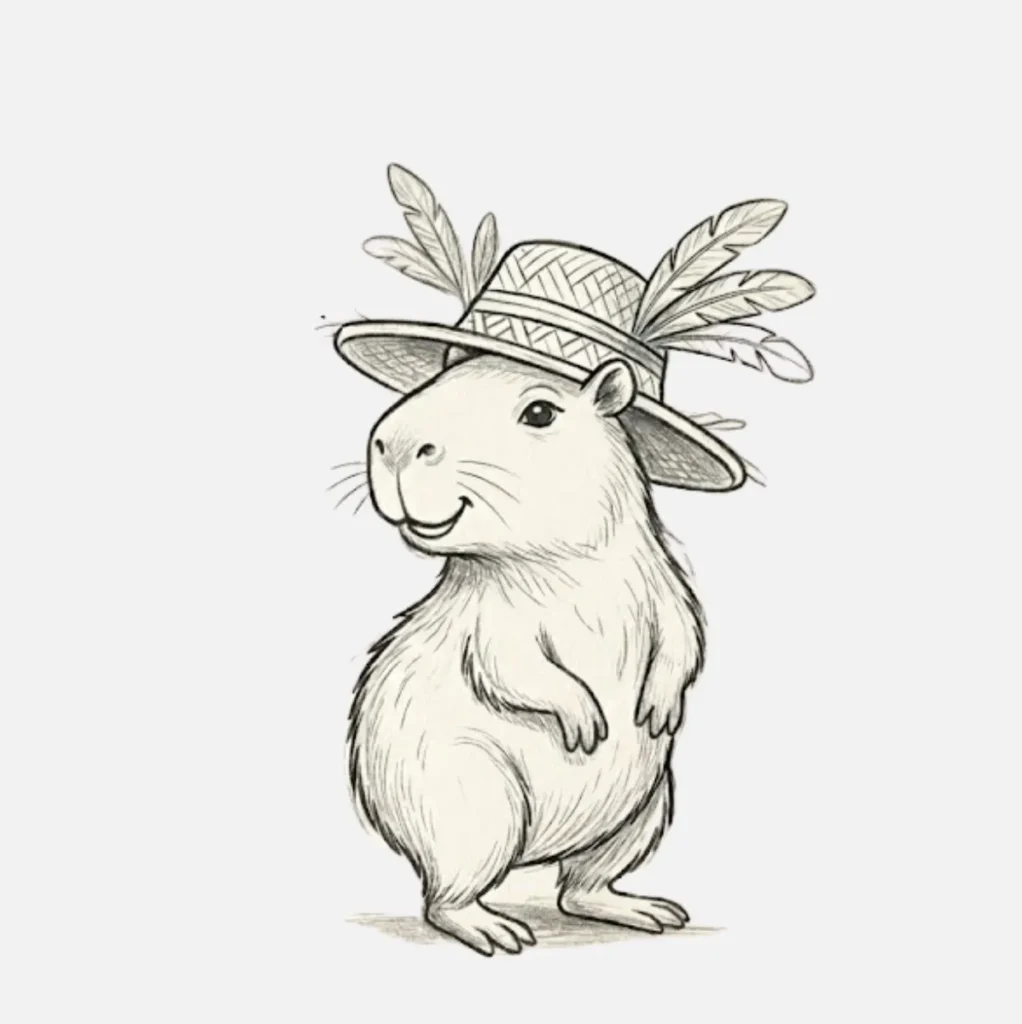 Dibujos de Capibara: Ideas Simples y Creativas para Todos 8 Capibara con sombrero divertido