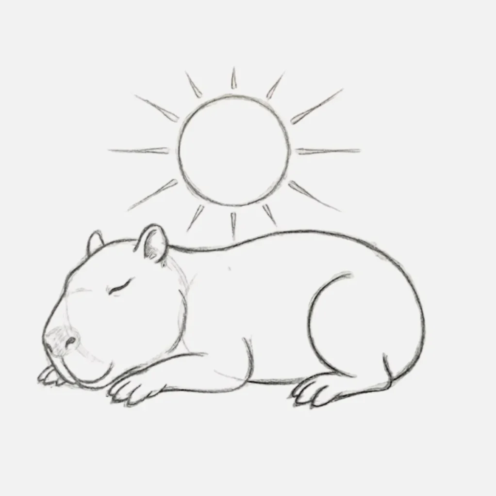 Dibujos de Capibara: Ideas Simples y Creativas para Todos 6 Capibara durmiendo bajo el sol