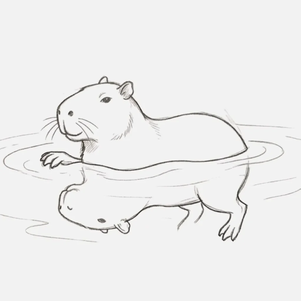 Dibujos de Capibara: Ideas Simples y Creativas para Todos 5 Capibara en el agua