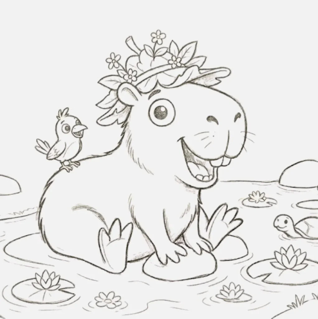 Dibujos de Capibara: Ideas Simples y Creativas para Todos 15 Capibara en estilo caricatura