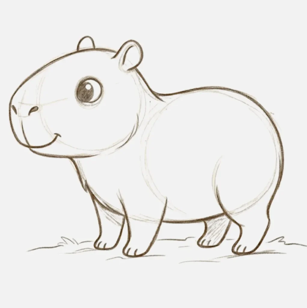 Dibujos de Capibara: Ideas Simples y Creativas para Todos 21 Capibara en estilo minimalista