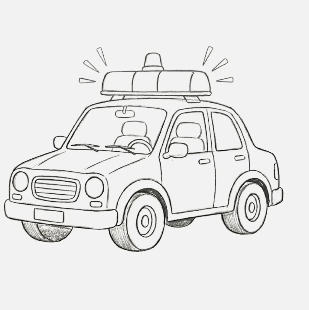 Carro de policía con luces