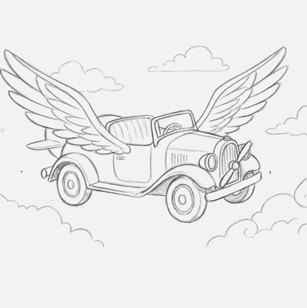 Carro volador con alas