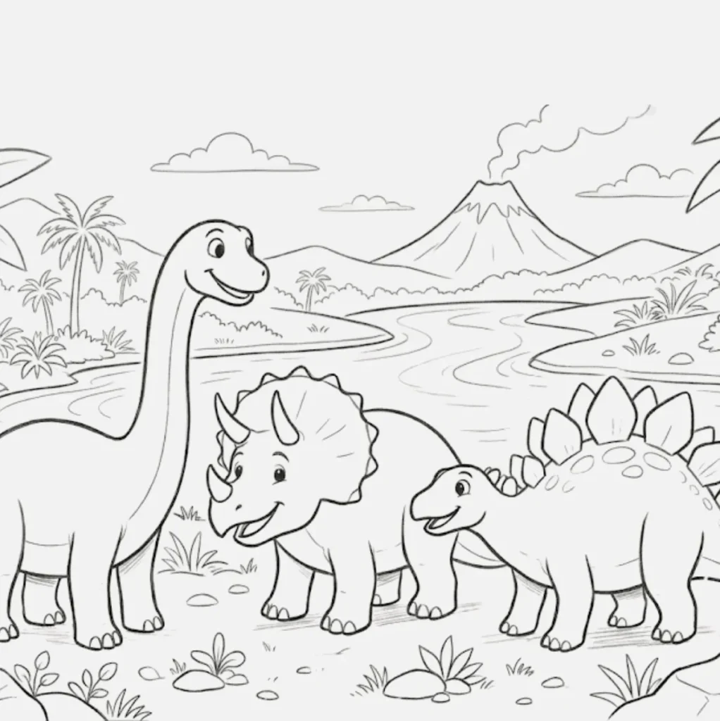 Dinosaurio con amigos