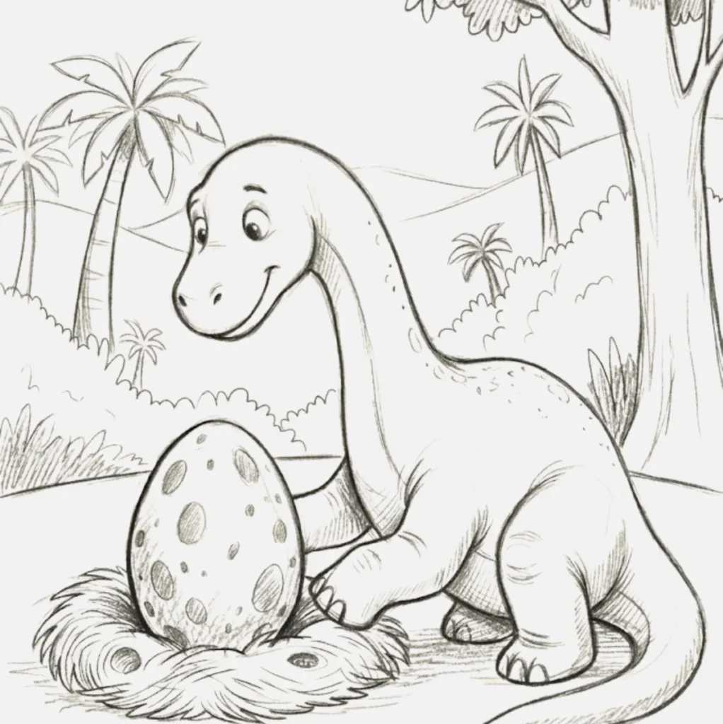 Dinosaurio con huevo