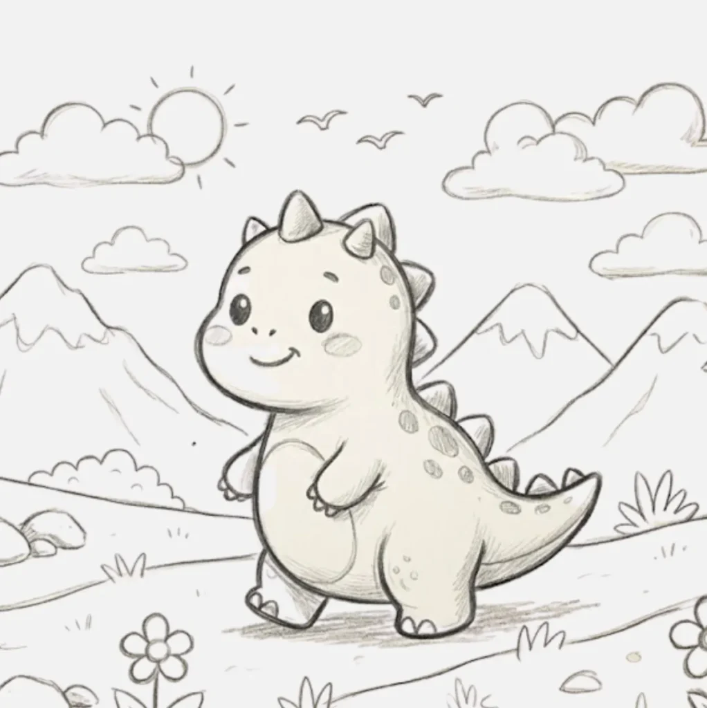 Dinosaurio dibujo kawaii