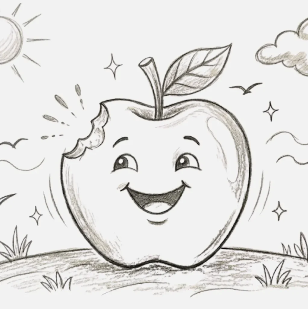 Dibujo de una manzana mordida