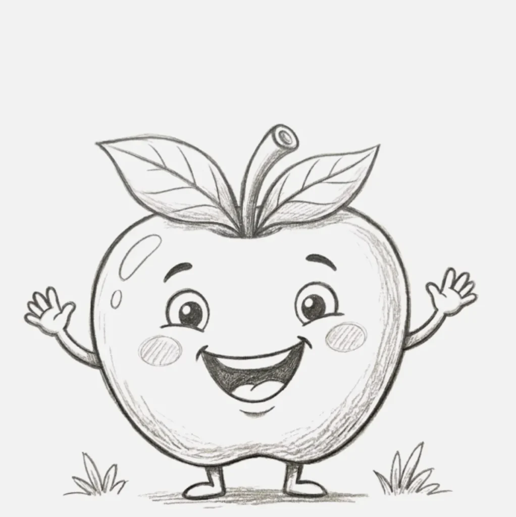 Manzana con cara feliz