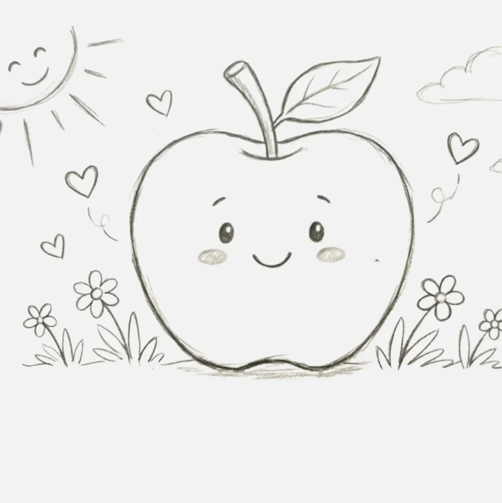 Manzana con corazones 