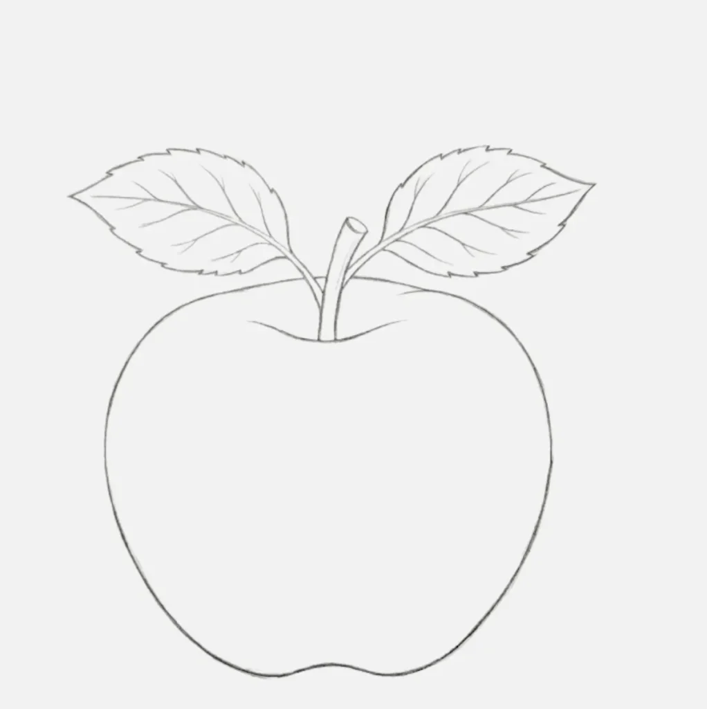 Manzana con hojas arriba 