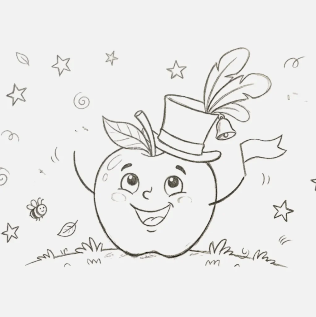 Manzana con sombrero divertido 
