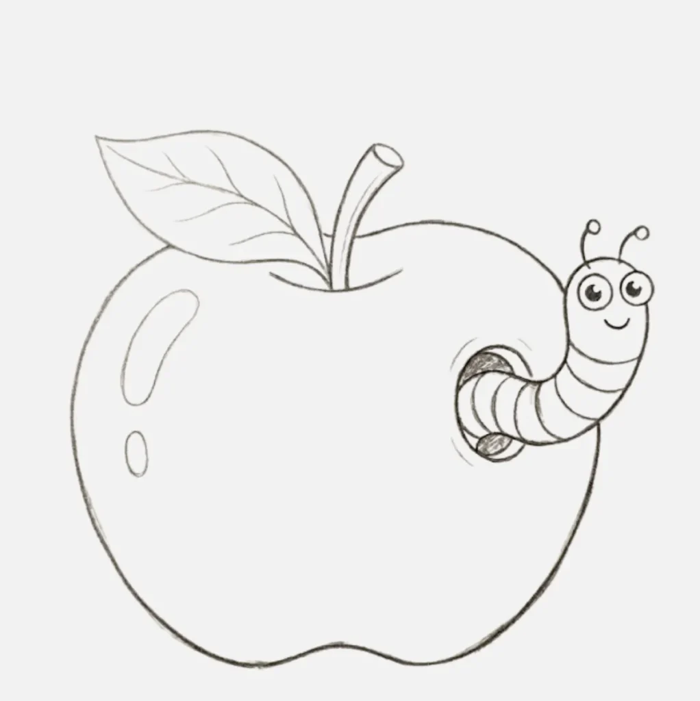 Manzana con un gusano