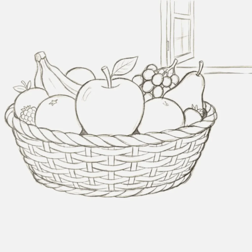 Manzana en cesta de frutas