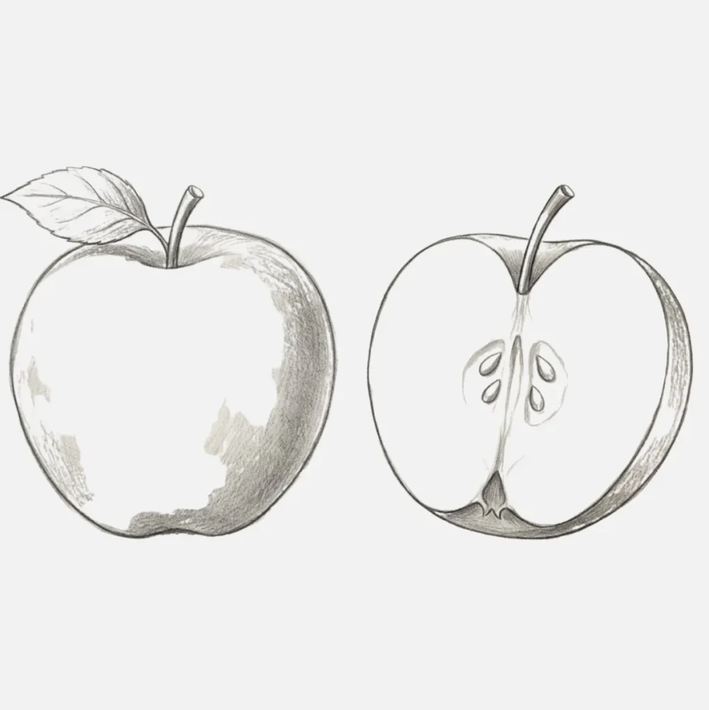 Manzana partida con semillas