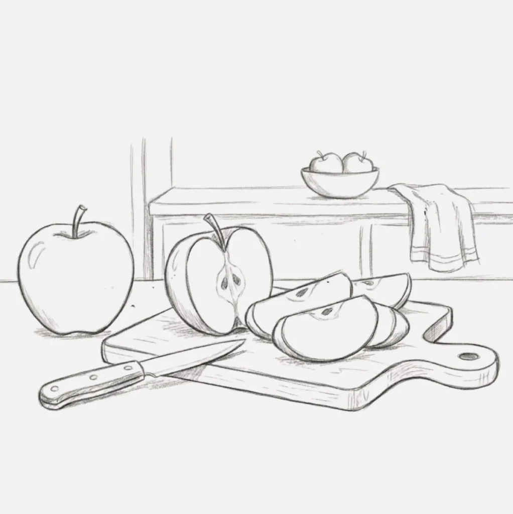 Manzana siendo cortada